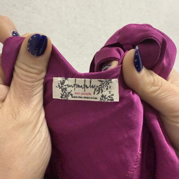 Free People Dress Womens Small Purple Intimately Strappy Ruffle Slip Mini V Neck - Picture 6 of 9